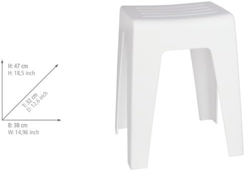 WENKO Badhocker Kumba Weiss - Hocker, Sitzhocker, Wohnhocker, Polypropylen, 38 x 47 x 32 cm, Weiss,