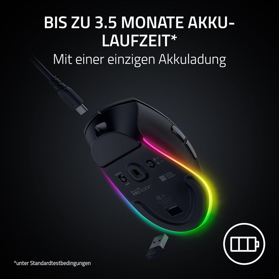 Razer Pro Click V2 - Kabellose ergonomische Maus - KI Prompt Assistenz - 30K Optical Sensor - 3,5 Mo