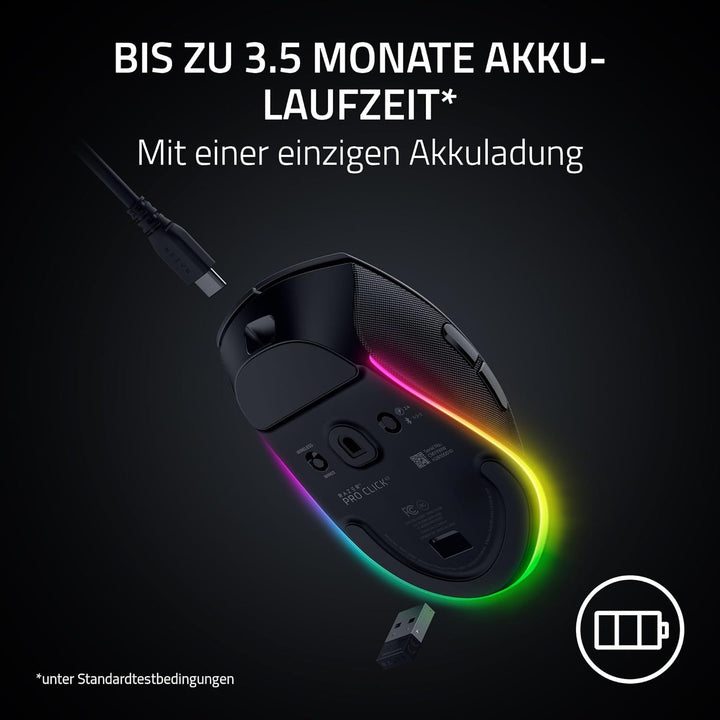 Razer Pro Click V2 - Kabellose ergonomische Maus - KI Prompt Assistenz - 30K Optical Sensor - 3,5 Mo