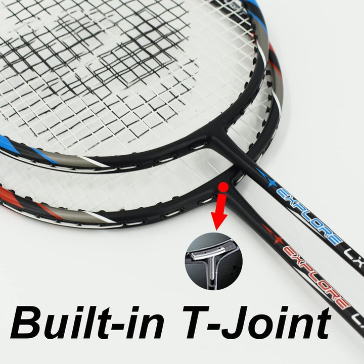 Senston Graphit Badminton Set Carbon Profi Badmintonschläger Leichtgewicht Badminton Schläger Federb