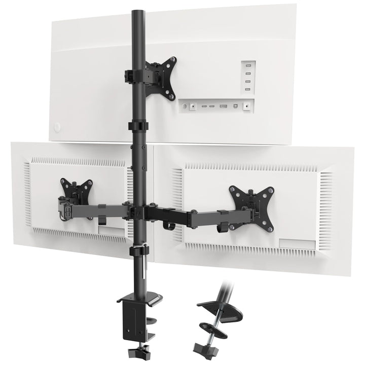 PUTORSEN Monitor Halterung 3 Monitore für 13-32 Zoll Flach &amp; Curved Bildschirm, 80cm Stange Monitor