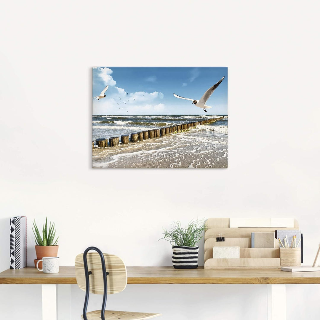 Artland Leinwandbild Wandbild Bild auf Leinwand 80x60 cm Wanddeko Strand Meer Maritim Landschaft See