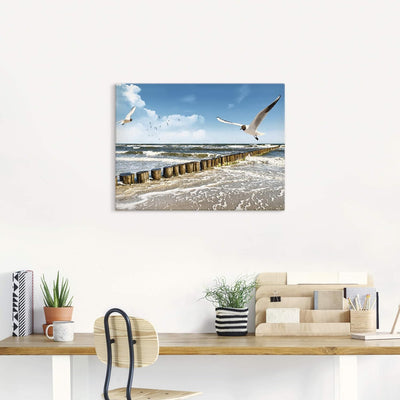 Artland Leinwandbild Wandbild Bild auf Leinwand 80x60 cm Wanddeko Strand Meer Maritim Landschaft See