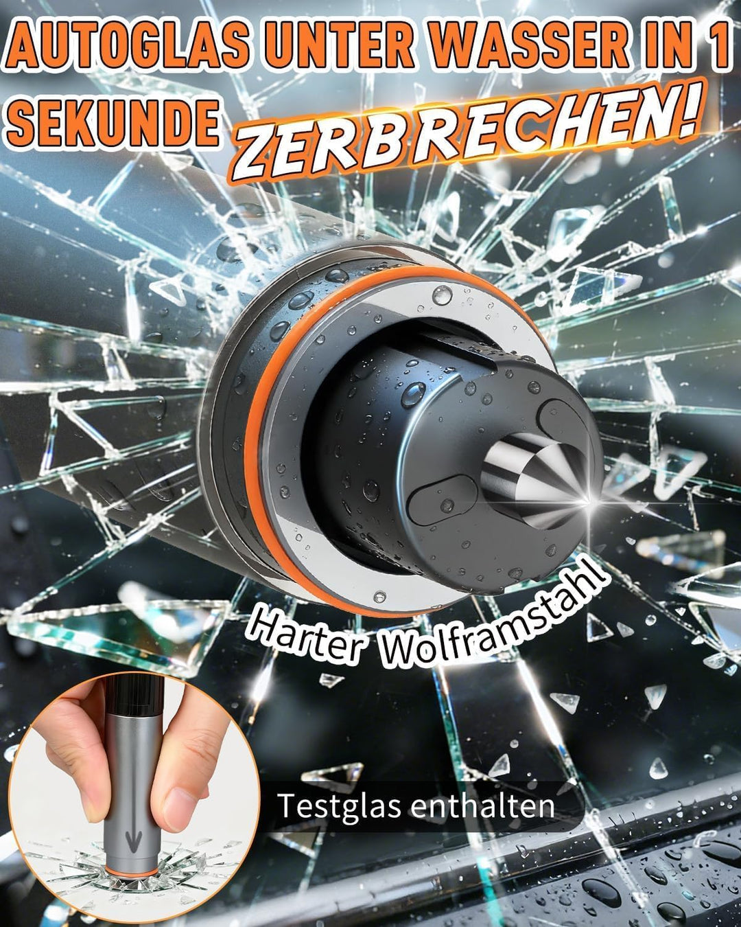 HOAMZ 2 in 1 Gurtschneider Notfallhammer, Notfallhammer Auto mit Gurtschneider，Nothammer mit Testgla