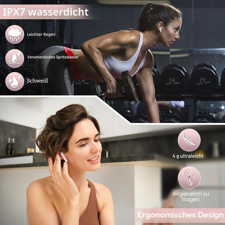OYIB Bluetooth Kopfhörer, 2024 In Ear Kopfhörer Kabellos Bluetooth 5.3 Kopfhörer mit ENC Mic, 25 Std