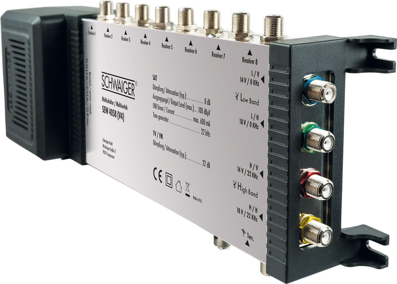 SCHWAIGER -SEW4058 531- SAT Multischalter 5 → 8 | verteilt 1 Satellitenposition auf 8 Ausgänge | Ein