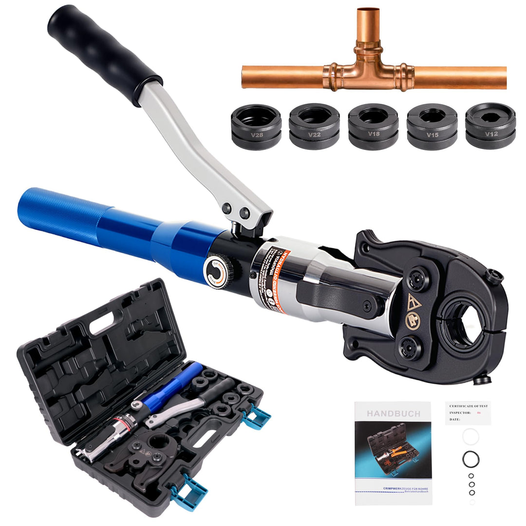 AMZCNC Profi Presszange (hydraulisch) Presswerkzeug V-Kontur(SC-Kontur) 12-15-18-22-28 Set Presswerk