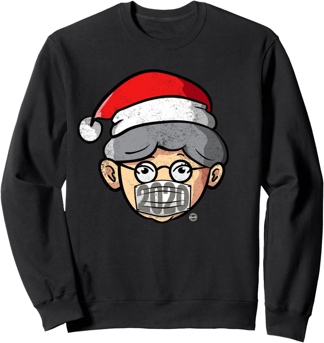 Weihnachten 2020 Frau Weihnachtsmann mit Maske lustig Sweatshirt