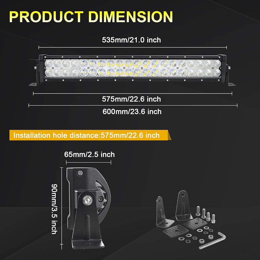 RIGIDON Led lichtleiste kfz mit 12v kabelbaum kit, 22 Zoll 55cm 120W offroad beleuchtung Led bar für