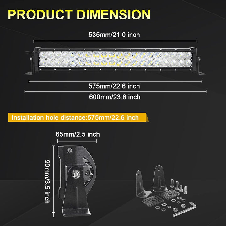 RIGIDON Led lichtleiste kfz mit 12v kabelbaum kit, 22 Zoll 55cm 120W offroad beleuchtung Led bar für