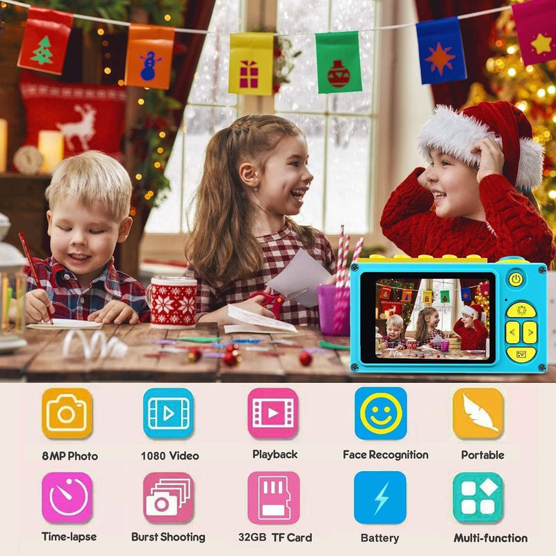 Kriogor Kamera Kinder, wasserdichte Kids Digitalkamera und Videokamera mit HD 1080P/ 8 MP/ 2 Zoll Bi