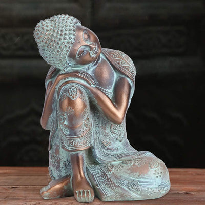 Schlafender Buddha Figur, 23x17x12.5 Dekoartikel Buddha Blau Buddha Figur Klein Garten Frostfest Bud