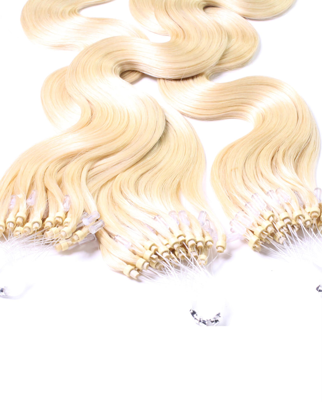 hair2heart Microring Extensions Echthaar Gewellt - 150 Strähnen 0.5g 40cm 10/0 hell-lichtblond 40cm