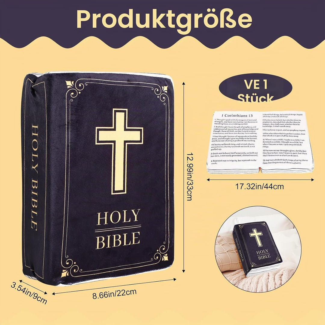 Bibelkissen, 33 x 22 x 9 cm, Kissen in Buchform aus Samt, das sich öffnet, religiöse Geschenke, Oste