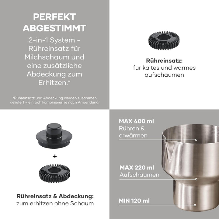 Severin Induktions-Milchaufschäumer, elektrischer Milchschäumer mit Edelstahlbehälter, kaltes und wa