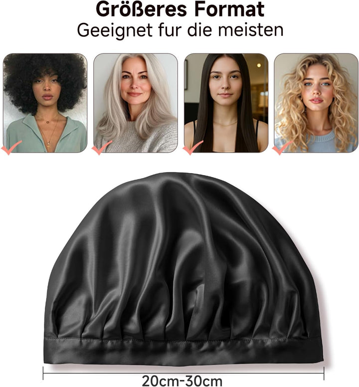Kaome 22 Momme 100% Maulbeerseide Schlafmütze Verstellbar, 6A Doppelseitige Nachtmütze aus Seide, Fü