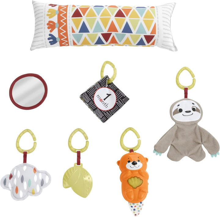 Fisher-Price GKD45 - 5 Sinnes Baby Spieldecke, kuschelig weiche Krabbeldecke mit Sensorik Spielzeug,