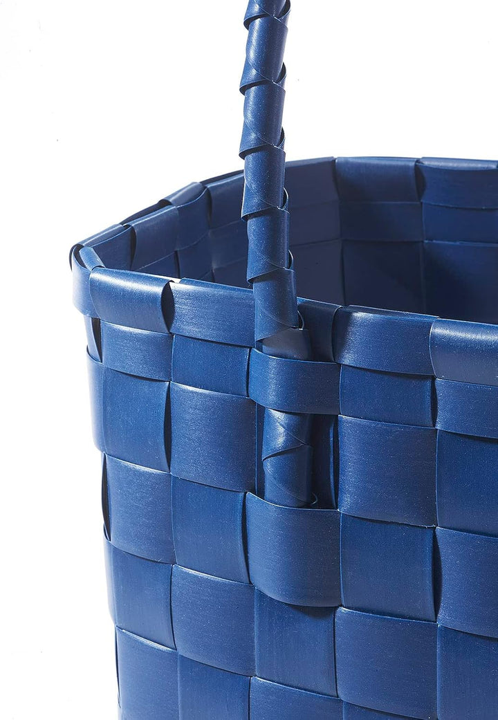Kobolo Tasche Einkaufstasche Einkaufskorb geflochten Kunststoff Shopper - MARE XXL - blau