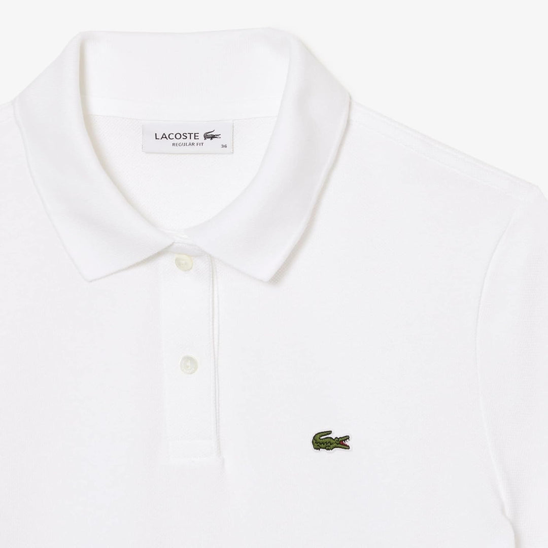 Lacoste Damen Polo-Shirt Kurzarm PF7839, Frauen Polo-Hemd,2 Knopf,Regular Fit 40 Blanc, 40 Blanc