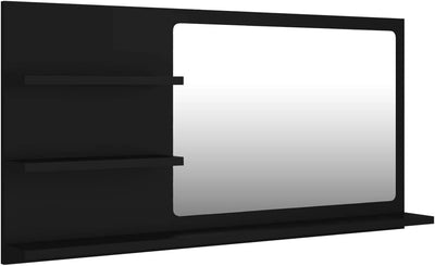 homiuse 90x10,5x45 cm Badspiegel Spiegel mit 3 Regale Rechteckiger Wandspiegel Mirror Badezimmerspie