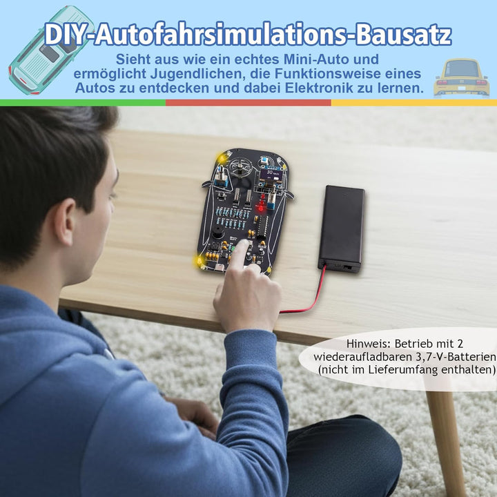 Auto Fahrsimulator Löt Bausatz, DIY Elektronik Lötbausätze mit Gangschaltung, Lichter und LCD-Anzeig
