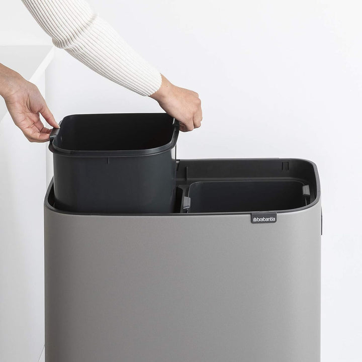 Brabantia Bo Touch Abfalleimer Hi Recycling 2x 30L, Mineralgrau