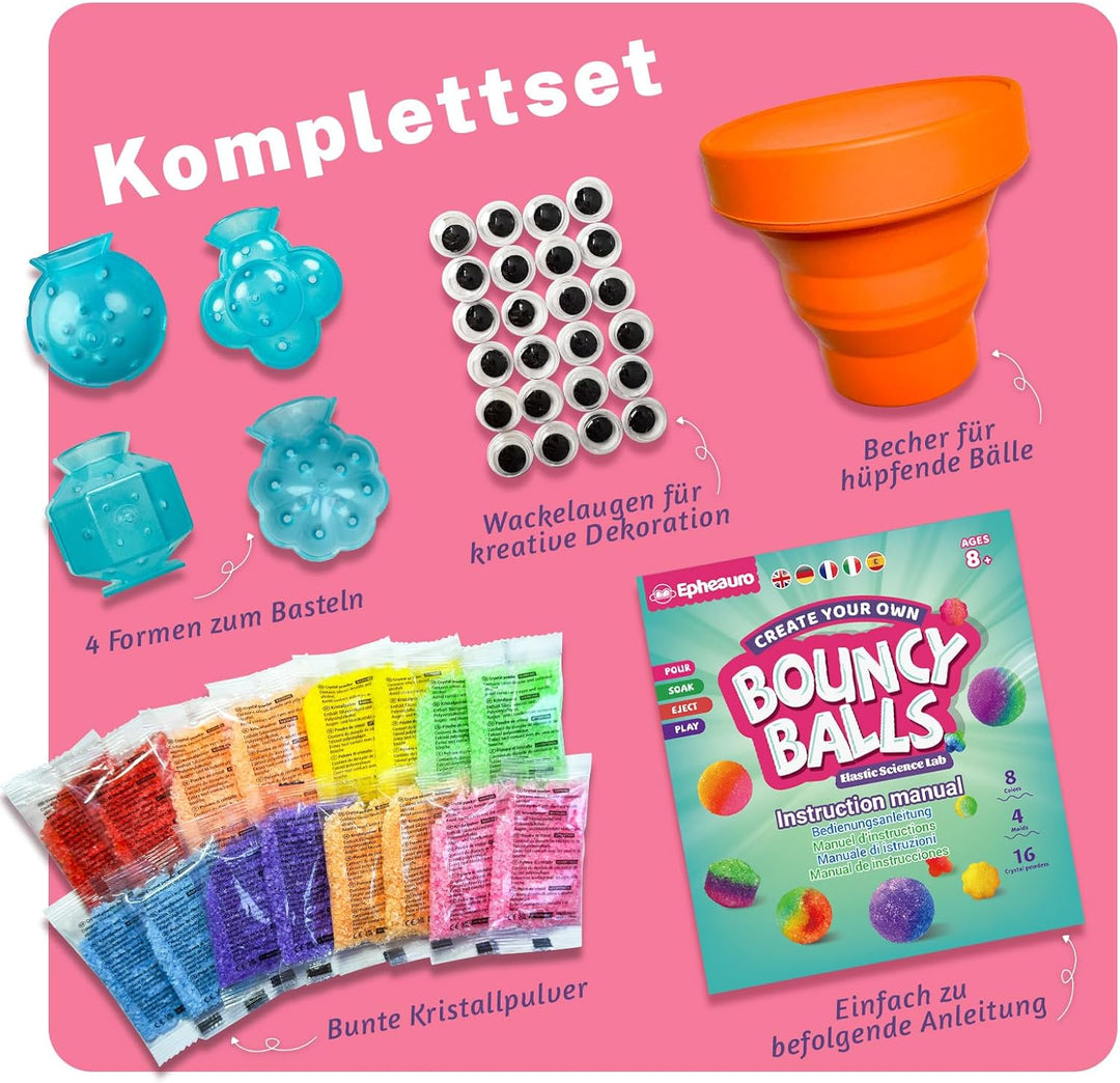 Flummi Selber Machen Set für Kinder ab 8 Jahren – Bunte Flummi Power-Bälle selber Machen – Wissensch