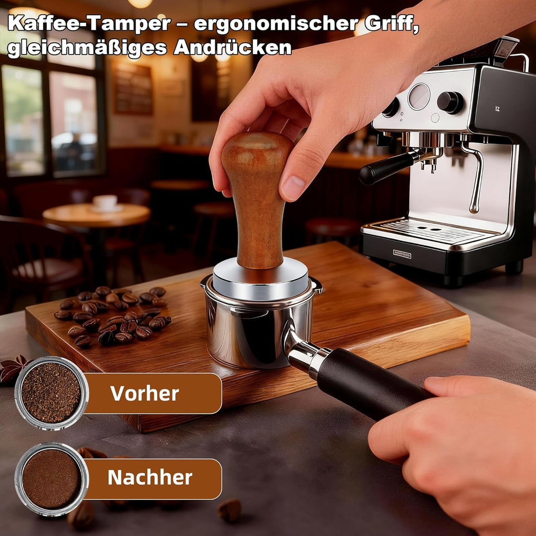 mobumeia Espresso Tamper 51 mm, Distributor 51mm, Espresso Zubehör mit Silikonkissen, Kaffeestampfer