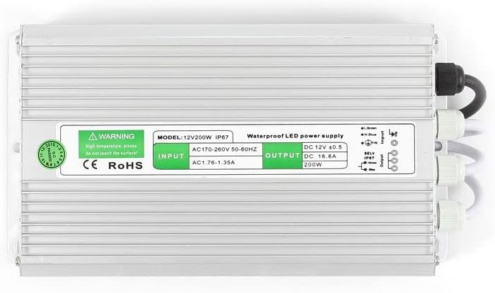 LumenTEC LED Streifen Trafo, LED Transformator / 200W 1,66A IP67 wasserdicht/Transformator 230V (AC)