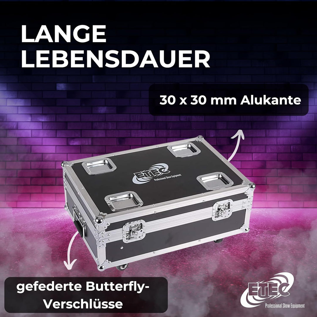 Flightcase Transportcase passend für ETEC Akku LED Par Scheinwerfer E412 mit Ladevorrichtung Flightc