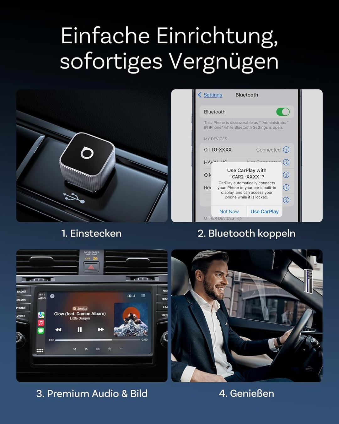 OTTOCAST MINI 3.0 Slim 2026 Upgrade Wireless CarPlay &amp; Android Auto Adapter | 2-in-1 Dongle, Wandelt