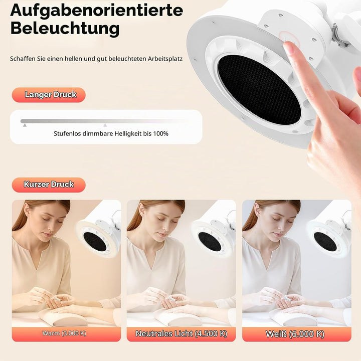 Staubabsaugung für Nägel 55W Professioneller Nagelstaubsammler mit LED Licht Nagelstaubabsaugung mit