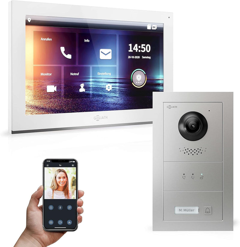 Goliath Hybrid | IP | Full-HD Video Türsprechanlage | App | 1-Fam | 1 x Full-Touchscreen 10" | Alumi