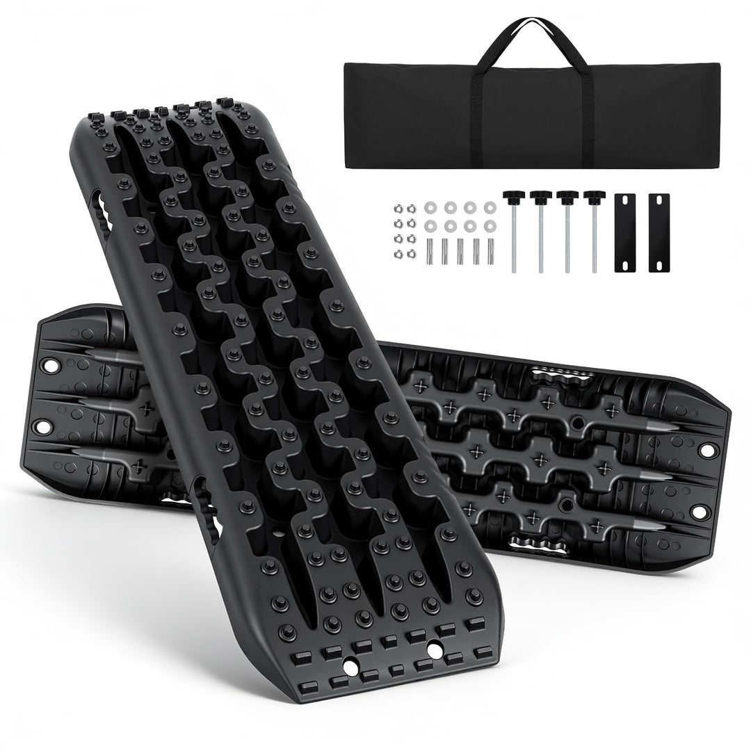 Gimisgu 2x Sandbleche Offroad Traktionsmatte Kunstoff Anfahrhilfe Recovery Board Tracks mit Aufbewah