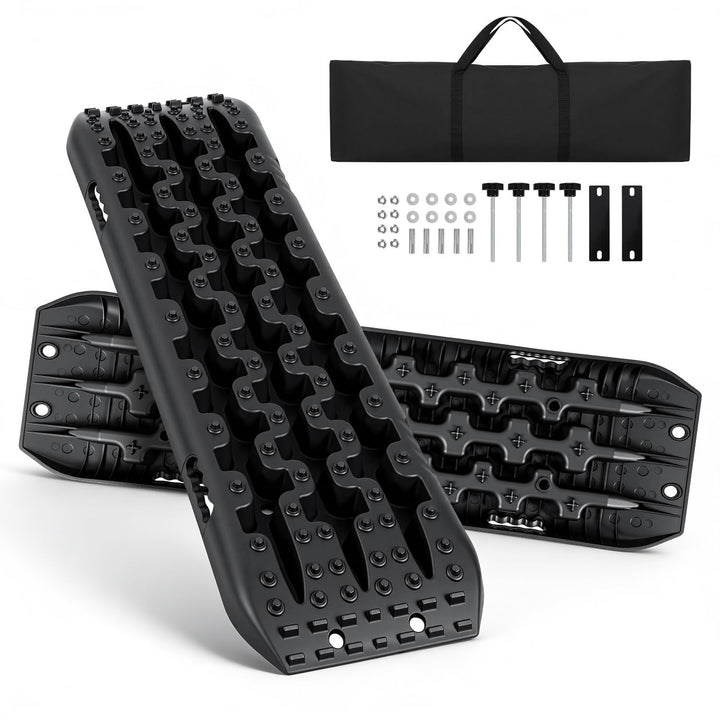 Gimisgu 2x Sandbleche Offroad Traktionsmatte Kunstoff Anfahrhilfe Recovery Board Tracks mit Aufbewah