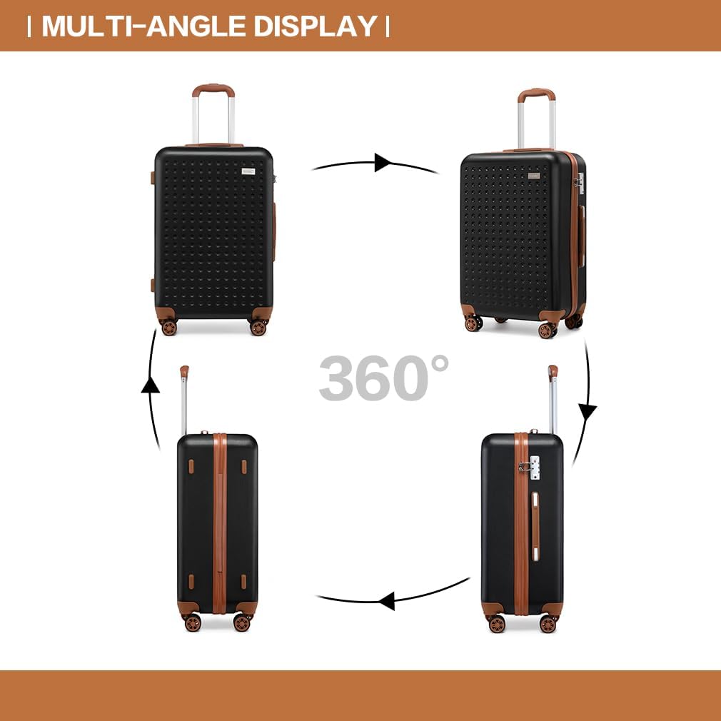 KONO Koffer Trolley Klein Hartschalenkoffer Reisekoffer von ABS Hartschalen Handgepäck mit 4 Spinner