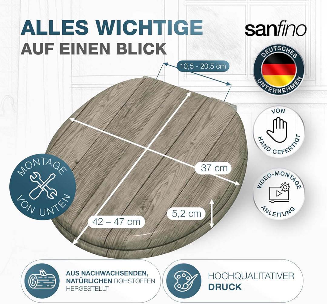 Premium WC Sitz mit Absenkautomatik – hochwertige Toilettendeckel aus Holz, viele bunte Motive, hohe