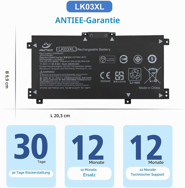 LK03XL Laptop Akku für HP Envy X360 Convertible 17-AE 17M-AE 17T-AE 17-BW 17M-BW 17-CE 17M-CE 17T-CE