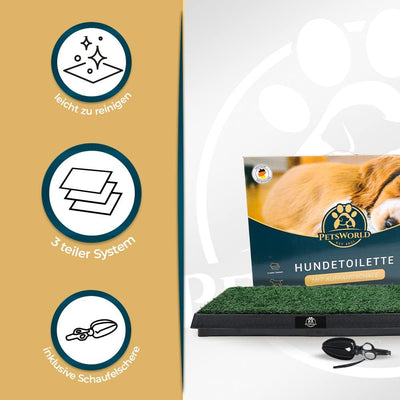 PETSWORLD Hundetoilette mit Kunstrasen | Ideales Training für Welpen | Auffangschale für leichte Rei