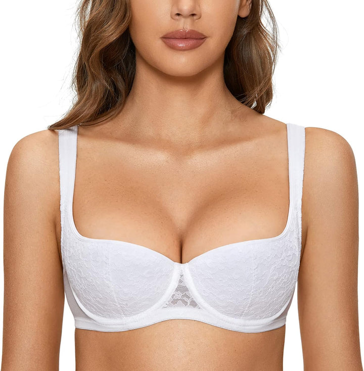 DOBREVA Damen Push Up BH Dirndl Bügel Balconette Spitzen BH Sexy Leicht Gepolstert Grosse Grössen 70