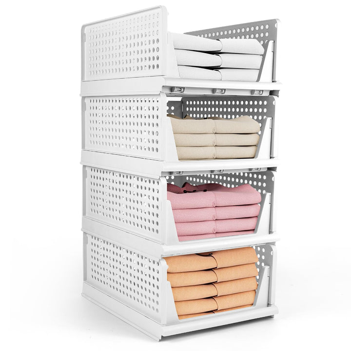 Diealles Shine Stapelbare Schubladenboxen, 4 Stück Kleiderschrank Organizer Ausziehbar, Plastik Schu