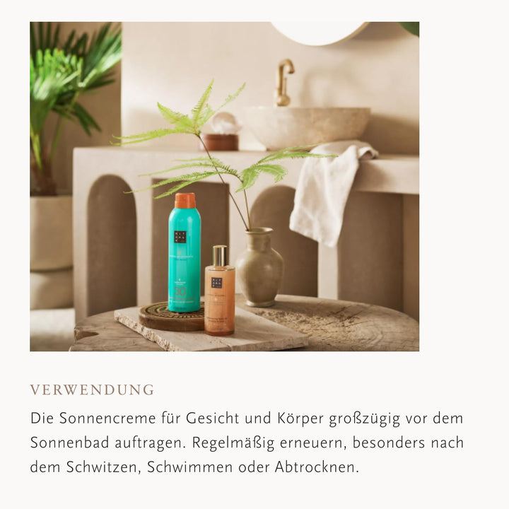 Rituals The Ritual of Karma – Summer Duo – Sonnencreme Spray mit LSF 30 und schimmerndes Körperöl –