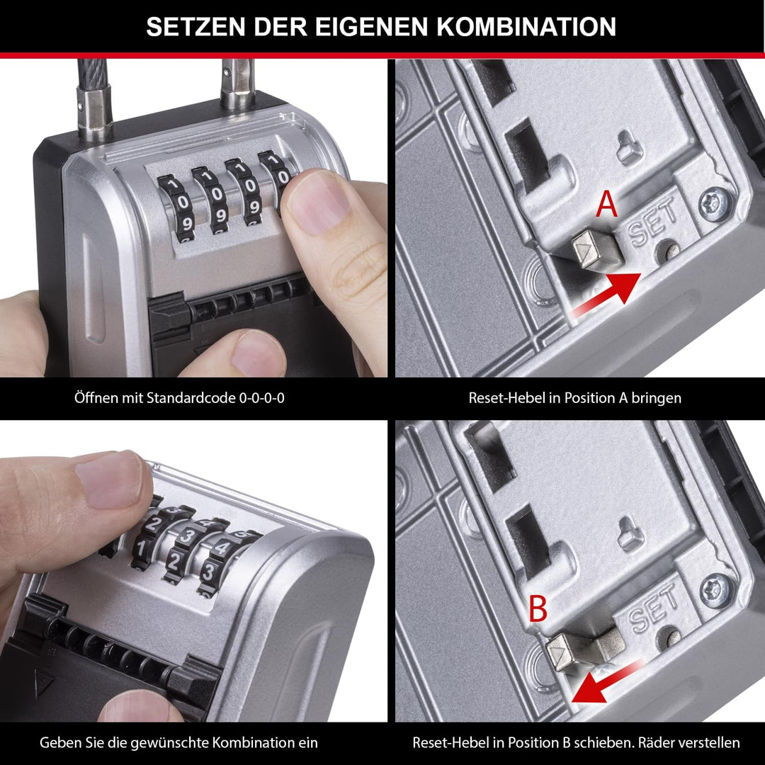 Master Lock Schlüsseltresor mit neuem innovativen Design, flexiblem Kabelbügel, grossem Fassungsverm