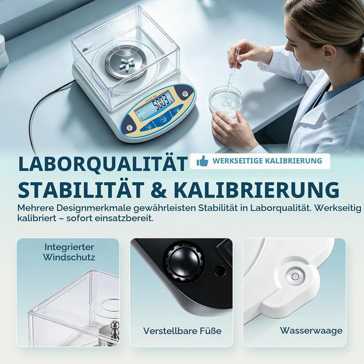 Bonvoisin 500gx0,001g Elektronische Analysenwaage Hochpräzises Laborwaage 1 mg Präzisionswaage mit W