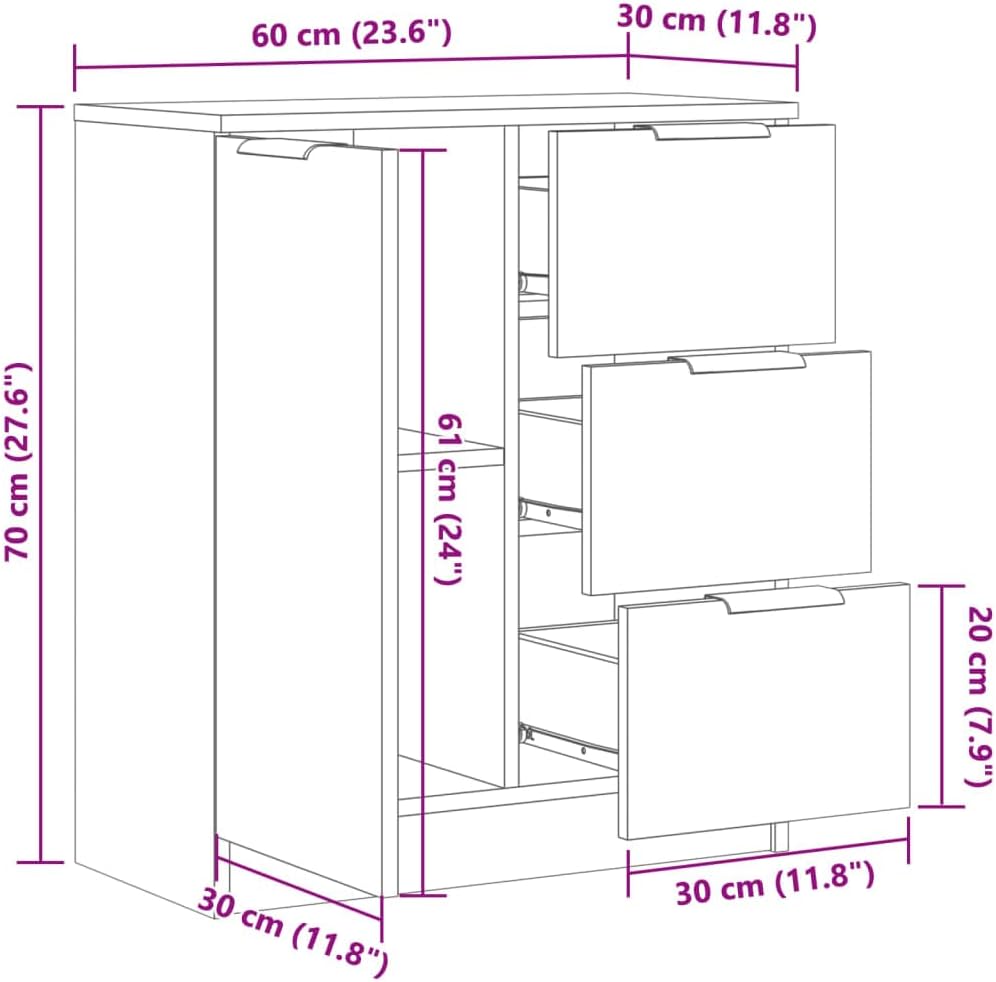 vidaXL Sideboard, Kommode mit Stauraum, Anrichte Schrank für Wohnzimmer, Beistellschrank Mehrzwecksc