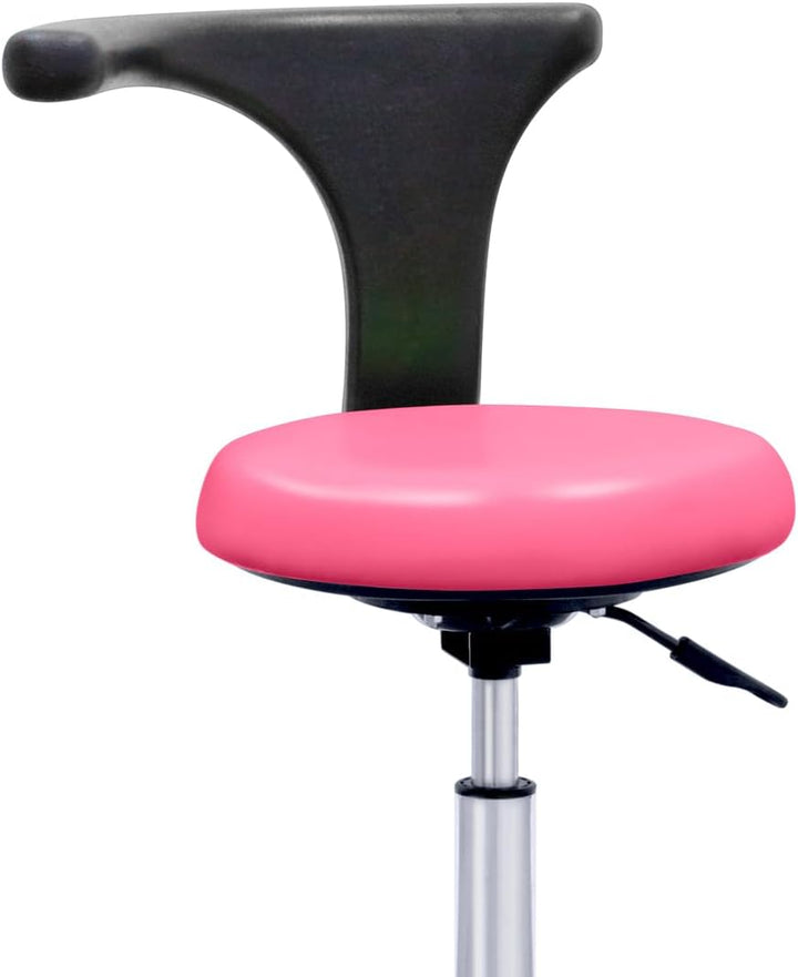 QUIRUMED Hocker mit professioneller ergonomischer Rückenlehne, Farbe Marineblau, Edelstahlstruktur,