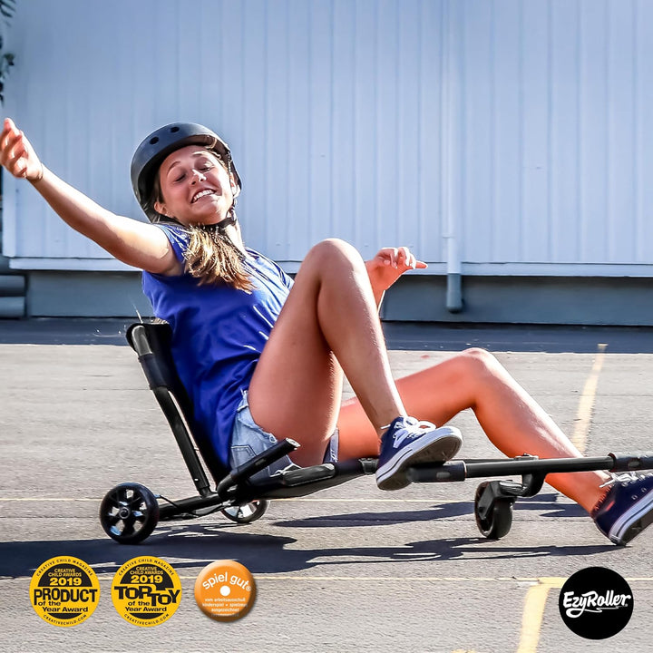 EzyRoller Pro X Fun Fahrzeug Dreirad für Jugendliche und Erwachsene Trike ab 10 Jahre Schwarz, Schwa