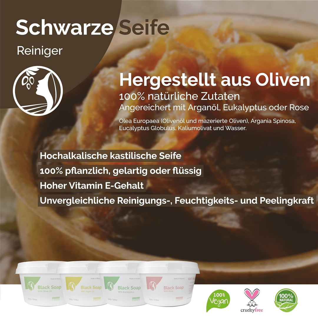Fatima's Garden Rosenöl Schwarze Seife - Natürliches Peeling, 1kg Rose 1 kg (1er Pack), Rose 1 kg (1