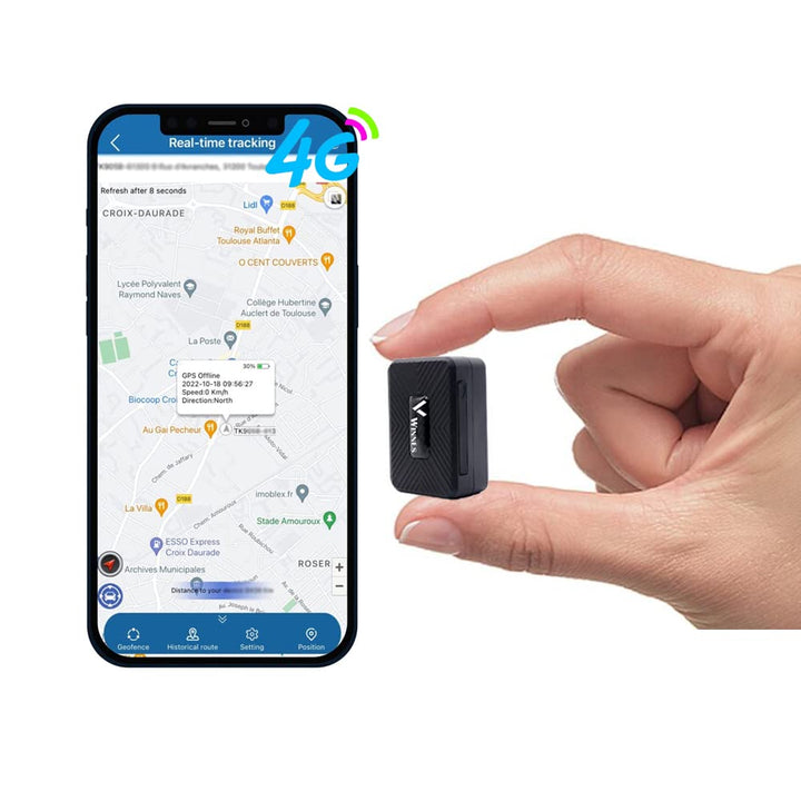 Winnes Mini GPS Tracker 4G, Mini GPS Tracker mit starkem Magneten Echtzeit Positionierung Anti-Lost