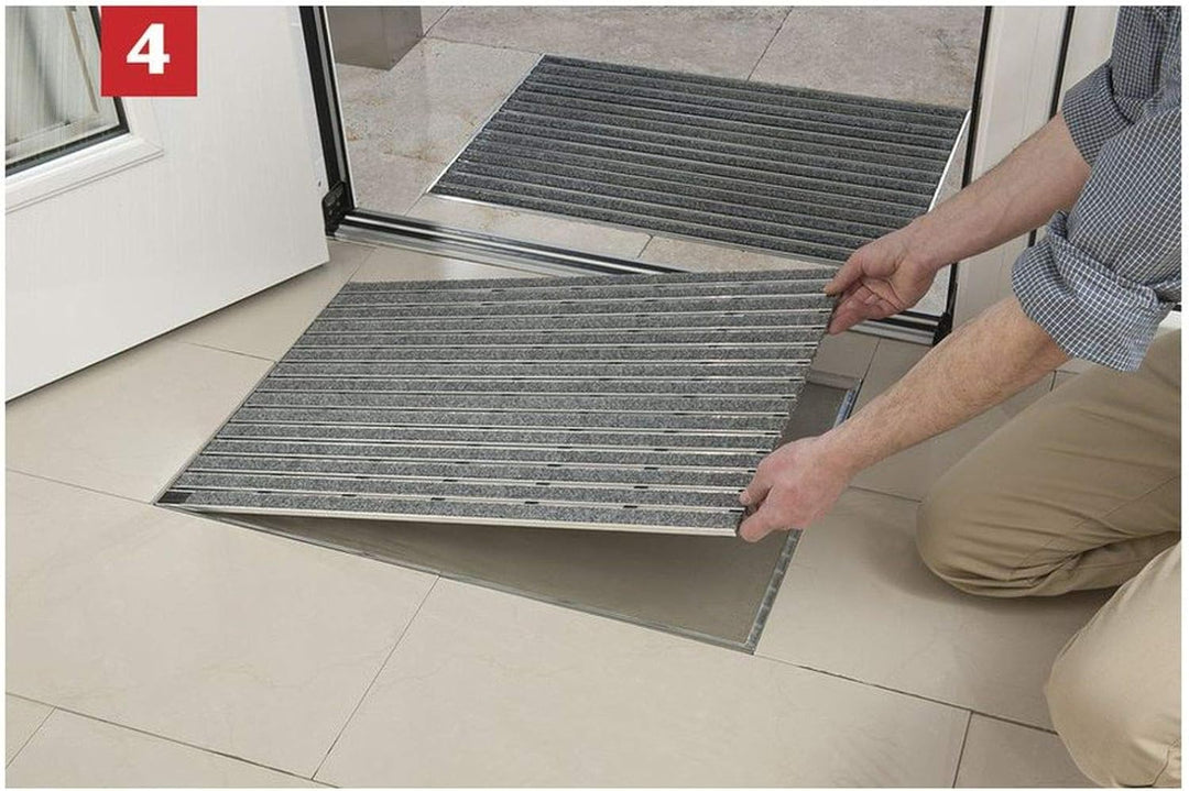 ACO Self® Schuhabstreifer Rips Anthrazit mit Alu Winkelrahmen 75 cm x 50 cm (B x H), 75 cm x 50 cm (